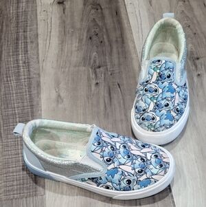 Kids Cartoon Slip-On Sneakers - Blue and Silver